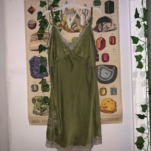 Green slip dress